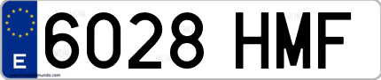 Ejemplo de matrícula de coche ordinaria 6028 HMF