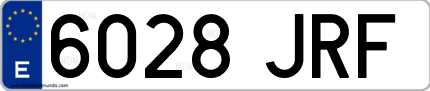Ejemplo de matrícula de coche ordinaria 6028 JRF
