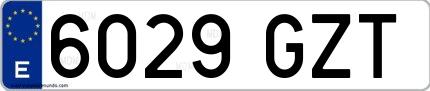 Ejemplo de matrícula española 6029 GZT
