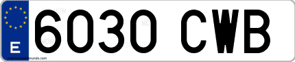 Ejemplo de matrícula de coche ordinaria 6030 CWB
