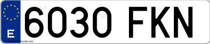 Ejemplo de matrícula española 6030 FKN