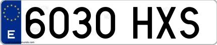Ejemplo de matrícula de coche ordinaria 6030 HXS