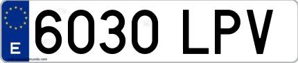 Ejemplo de matrícula de coche ordinaria 6030 LPV