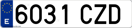 Ejemplo de matrícula de coche ordinaria 6031 CZD