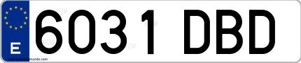 Ejemplo de matrícula española 6031 DBD