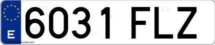 Ejemplo de matrícula española 6031 FLZ