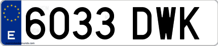 Ejemplo de matrícula de coche ordinaria 6033 DWK