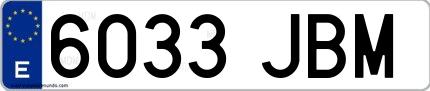 Ejemplo de matrícula española 6033 JBM