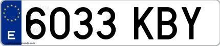 Ejemplo de matrícula española 6033 KBY
