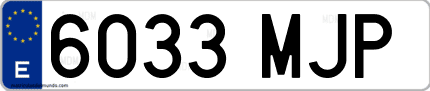 Ejemplo de matrícula de coche ordinaria 6033 MJP