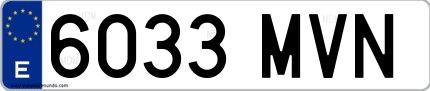 Ejemplo de matrícula española 6033 MVN