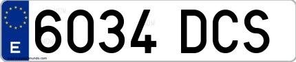 Ejemplo de matrícula española 6034 DCS