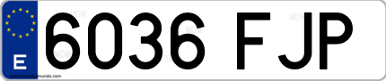Ejemplo de matrícula de coche ordinaria 6036 FJP
