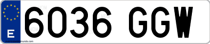 Ejemplo de matrícula de coche ordinaria 6036 GGW
