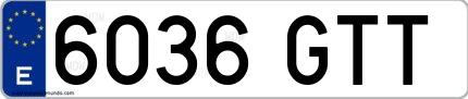 Ejemplo de matrícula española 6036 GTT