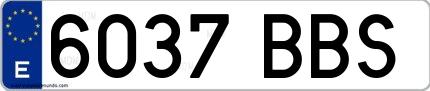 Ejemplo de matrícula española 6037 BBS
