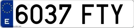 Ejemplo de matrícula española 6037 FTY