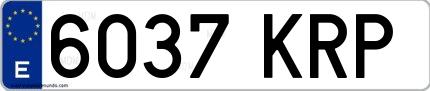 Ejemplo de matrícula española 6037 KRP
