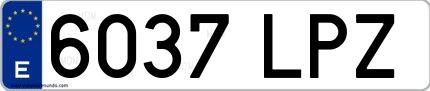 Ejemplo de matrícula española 6037 LPZ