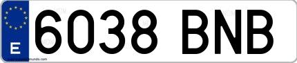Ejemplo de matrícula española 6038 BNB