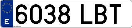 Ejemplo de matrícula española 6038 LBT