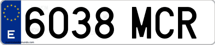Ejemplo de matrícula de coche ordinaria 6038 MCR