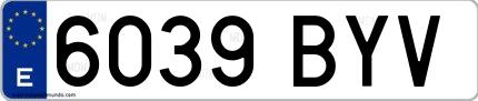 Ejemplo de matrícula española 6039 BYV