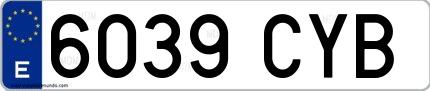 Ejemplo de matrícula española 6039 CYB