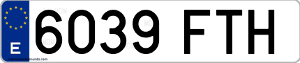 Ejemplo de matrícula de coche ordinaria 6039 FTH