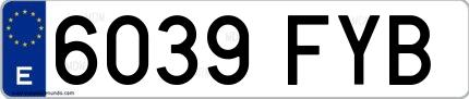 Ejemplo de matrícula española 6039 FYB
