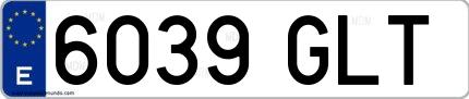 Ejemplo de matrícula española 6039 GLT
