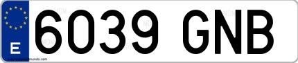 Ejemplo de matrícula española 6039 GNB