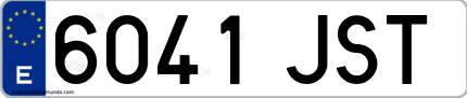 Ejemplo de matrícula de coche ordinaria 6041 JST