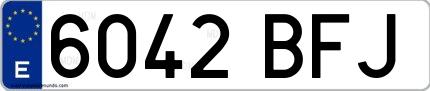 Ejemplo de matrícula española 6042 BFJ