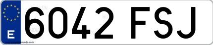 Ejemplo de matrícula española 6042 FSJ