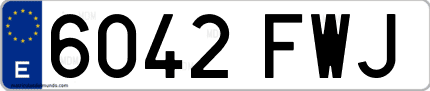 Ejemplo de matrícula de coche ordinaria 6042 FWJ
