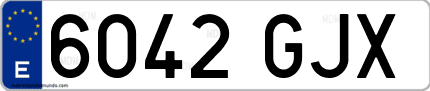 Ejemplo de matrícula de coche ordinaria 6042 GJX
