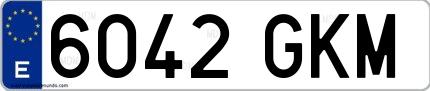Ejemplo de matrícula española 6042 GKM