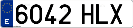 Ejemplo de matrícula de coche ordinaria 6042 HLX
