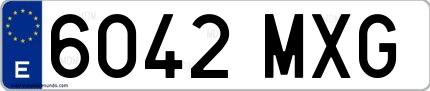 Ejemplo de matrícula de coche ordinaria 6042 MXG