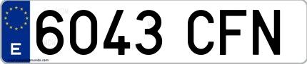 Ejemplo de matrícula española 6043 CFN