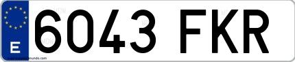 Ejemplo de matrícula española 6043 FKR