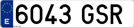 Ejemplo de matrícula española 6043 GSR