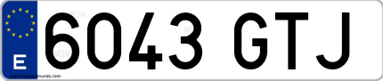 Ejemplo de matrícula de coche ordinaria 6043 GTJ