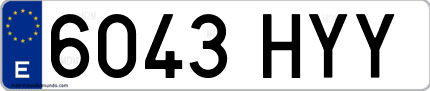 Ejemplo de matrícula de coche ordinaria 6043 HYY