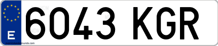 Ejemplo de matrícula de coche ordinaria 6043 KGR