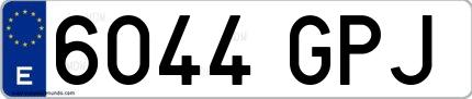 Ejemplo de matrícula española 6044 GPJ