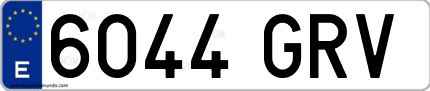 Ejemplo de matrícula de coche ordinaria 6044 GRV