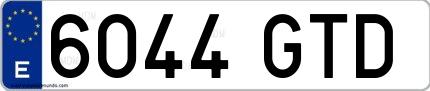 Ejemplo de matrícula española 6044 GTD
