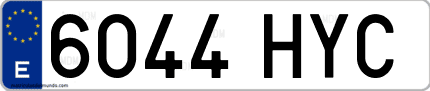 Ejemplo de matrícula de coche ordinaria 6044 HYC